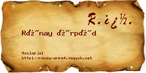 Rónay Árpád névjegykártya